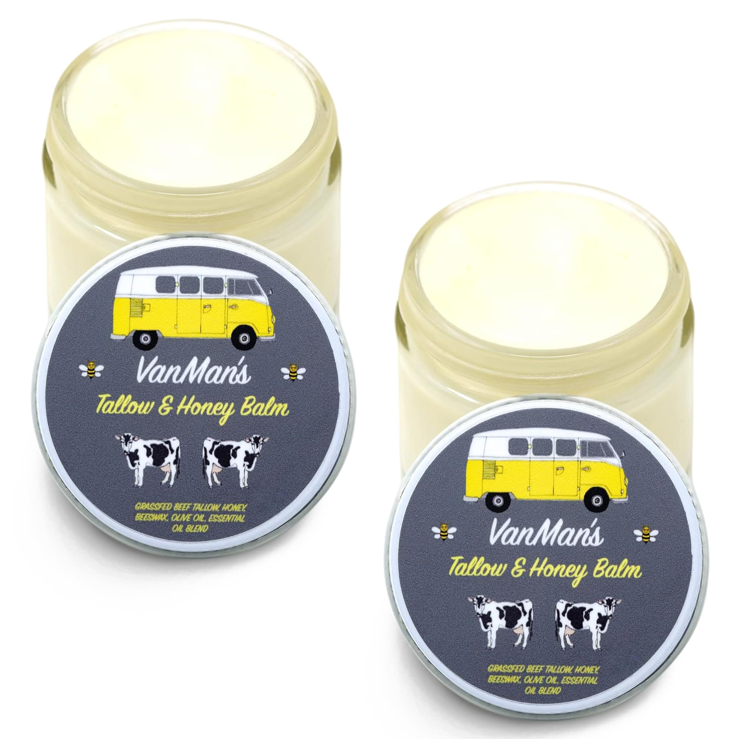 Two jars of Tallow and Honey Balm